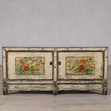 Cabinet - c1900 Creamy White Lacquer with Original Painting