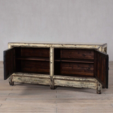 Cabinet - c1900 Creamy White Lacquer with Original Painting