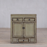 Cabinet - c1920 Pale Grey Green Lacquer - 2 Doors 3 Drawers