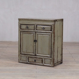 Cabinet - c1920 Pale Grey Green Lacquer - 2 Doors 3 Drawers