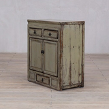 Cabinet - c1920 Pale Grey Green Lacquer - 2 Doors 3 Drawers