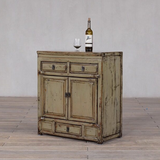 Cabinet - c1920 Pale Olive Green Lacquer - 2 Doors 3 Drawers