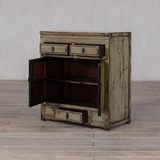 Cabinet - c1920 Pale Olive Green Lacquer - 2 Doors 3 Drawers