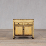 Cabinet - c1920 Creamy Yellow Lacquer - 2 Doors 2 Drawers