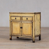 Cabinet - c1920 Creamy Yellow Lacquer - 2 Doors 2 Drawers