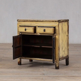 Cabinet - c1920 Creamy Yellow Lacquer - 2 Doors 2 Drawers