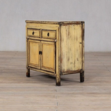 Cabinet - c1920 Creamy Yellow Lacquer - 2 Doors 2 Drawers