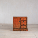 Cabinet - c1920 Burnt Orange/Pink Lacquer - 1 Door 4 Drawers