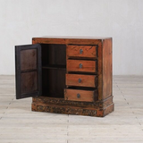 Cabinet - c1920 Burnt Orange/Pink Lacquer - 1 Door 4 Drawers