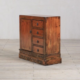 Cabinet - c1920 Burnt Orange/Pink Lacquer - 1 Door 4 Drawers