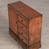 Cabinet - c1920 Burnt Orange/Pink Lacquer - 1 Door 4 Drawers