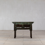 Console - c1900 Green Lacquer 2 Drawers