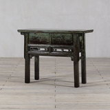 Console - c1900 Green Lacquer 2 Drawers