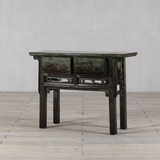 Console - c1900 Green Lacquer 2 Drawers