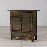 Cabinet - c1900 Green Lacquer 2 Drawers 2 Doors