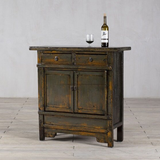 Cabinet - c1900 Green Lacquer 2 Drawers 2 Doors