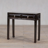 Console - c1900 Black Lacquer 2 Drawers