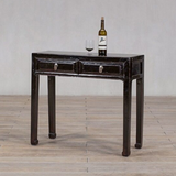 Console - c1900 Black Lacquer 2 Drawers