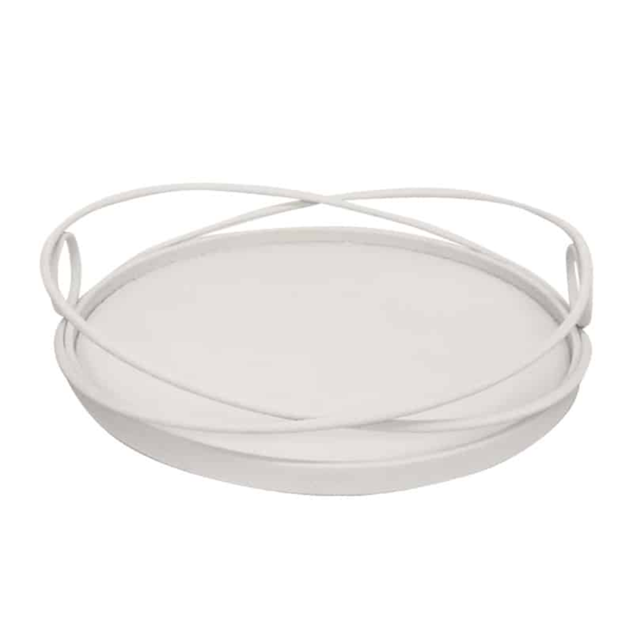 Tray - Round Metal Tray White Concrete Finish