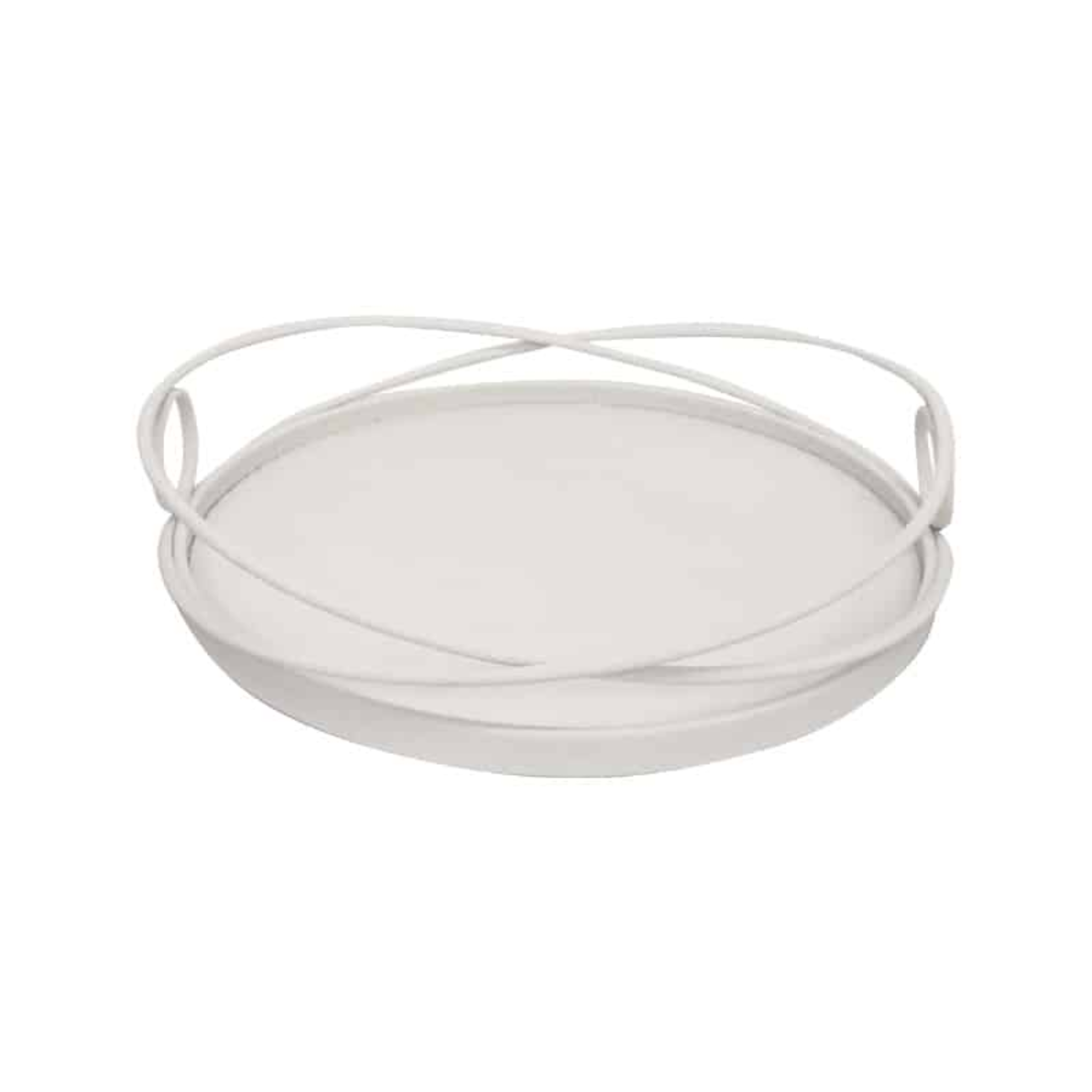 Tray - Round Metal Tray White Concrete Finish