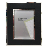 Silver and Black Faux Leather Photo Frame 5 x 7"