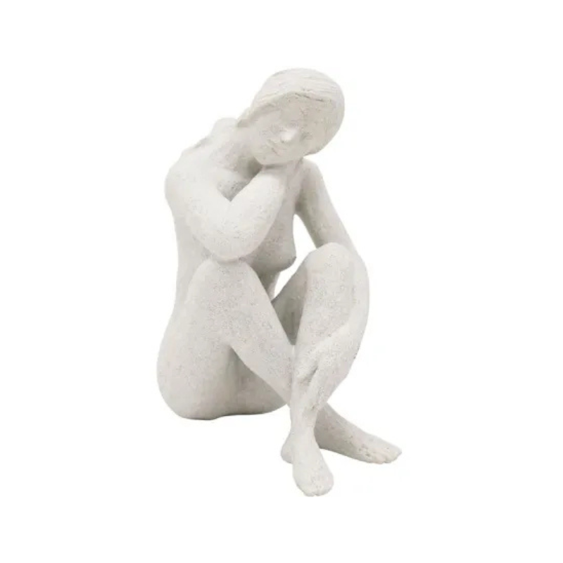 Statue - Seated Lady - White Resin