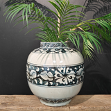 Ceramic Pot with Botanical Pattern