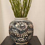 Ceramic Pot with Botanical Pattern
