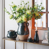 Vase - Ceramic in Green Glaze and Natural Terracotta