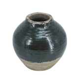 Vase - Ceramic in Green Glaze and Natural Terracotta