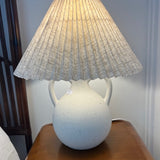 Lamp - Bali White Ceramic Lamp with Fluted Shade 47cm