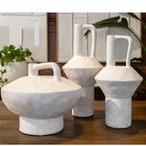 Vase - Stevie White Textured Resin Vases with Handle