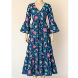 Cotton Maxi Dress - Wild Poppy Print