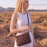 Woven Washed Leather Double Sling Bag