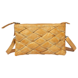 Woven Washed Leather Double Sling Bag