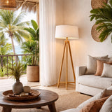 BAMBOO & LINEN FLOOR LAMP - NATURAL