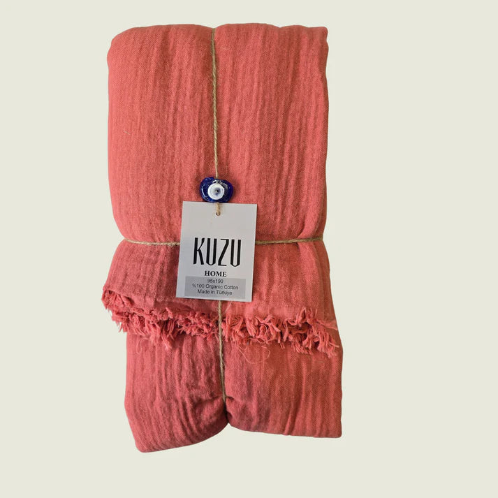 Turkish Cotton Organic Hand Dyed Towel - Plain Fringe